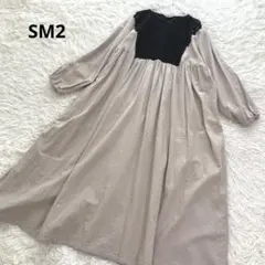 美品✨ サマンサモスモス 胸元配色レースワンピース 綿 麻 オーバーサイズ 刺繍