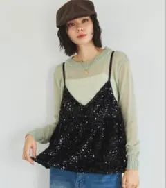 スパンコールベロアキャミソール