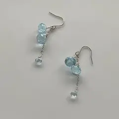 【美品】ブルートパーズ　天然石ピアス　シルバー