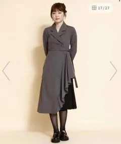 REDYAZEL サイドプリーツストライプワンピース 定価17,600円