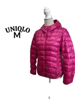 UNIQLO M フード付きピンクダウンジャケット