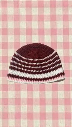 ボーダービーニー　ハンドメイド　クラッシャーハット