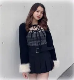 ダーリッチ ニットボレロダブルチェックミニワンピース FL - メルカリ