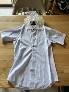 T.Kイニシャル刺繍 半袖シャツ 水色チェックのサムネイル