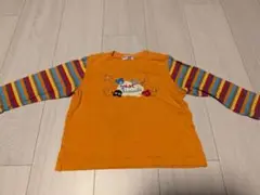 ミキハウス　オレンジ色のストライプ長袖Tシャツ