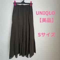 【美品】 UNIQLO オリーブグリーン カーキ フレアスカート Sサイズ