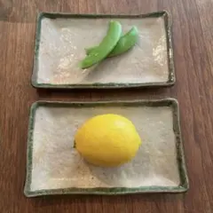長皿 作家もの 織部縁 焼き物【2枚セット】