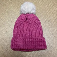 ギャップ　GAP  可愛い　ニットキャップ　ピンク　白ボンボン
