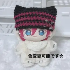 ワインレッドラメ×ブラック いつぬい ぬい帽子 猫耳帽子 ニット帽 編み物