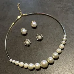 美品３点セット【 パール 】ネックレス ピアス セット