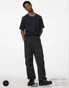 GU ナイロンジップパラシュートパンツ　ドライ機能　ブラック