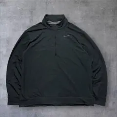 は*ち様 NIKE ハーフジップスウェット グレー ワンポイント刺繍ロゴ ドライ
