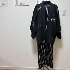 着物セットアップ　和洋折衷コーディ　黒絵羽織　ワンピース　黒系