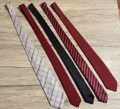 ネクタイ 5本セット グレー 赤×2 黒 ストライプ