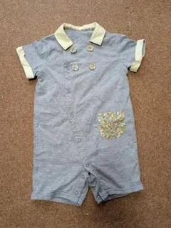 KISETTE 襟付きロンパース グレー 花柄　80cm