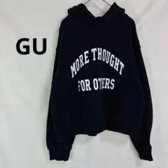 GU◇ジーユー　グラフィックスウェットパーカー【M】ブラック　ロゴ　黒　コットン