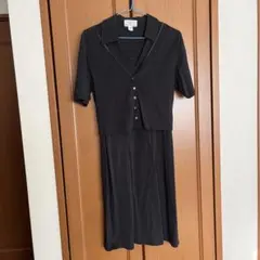 組曲ブラックセットアップ 半袖ノースリ4点セット　ワンピ　カーデ　キャミ ベルト