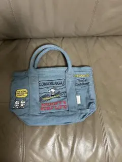 スヌーピー刺繍デニムトートバッグ