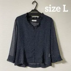 【レディース Lサイズ】ドット柄シアーブラウス
