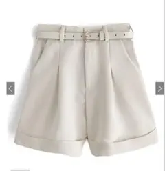 GRL ベルト付きロールアップタックショートパンツ at1994　アイボリー
