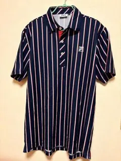 FILA ネイビー ストライプ ゴルフポロシャツ