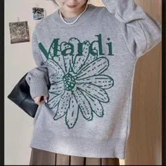 SHEIN mardi マルディ 花柄 ニットセーター グレー　韓国