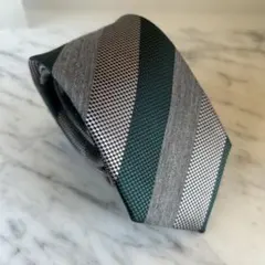 【新品】杢シルバー×グレー×グリーンストライプ