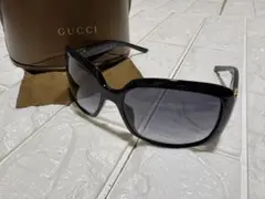 美品 GUCCI グッチ サングラス ブラック ブルー系レンズ ケースメガネ