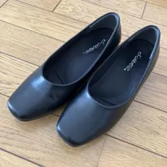 新品　21cm 黒 スクエアトゥパンプス　約3cmヒール