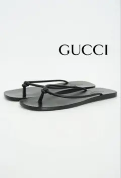 GUCCI ブラックレザー 本革　ビーチサンダル