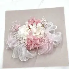 ドライフラワー髪飾り　成人式　結婚式　卒業式　浴衣　リボン　ヘッドパーツ