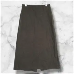 S0127　ロングスカート　Aライン　ウエストゴム　こげ茶　M　通勤