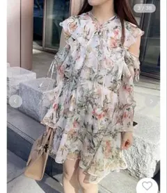 スナイデル snidel sustainableプリントフリルミニワンピース