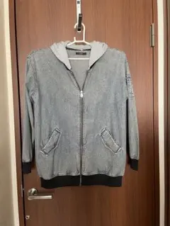 デニム風フード付きジャケット