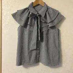 INGNIギンガムチェック ノースリーブシャツ フリル袖