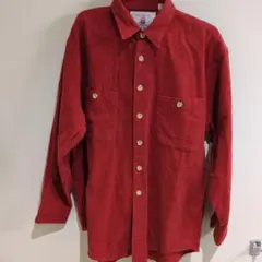 MORE THAN YOU 赤 長袖シャツ L　シャモアクロス風