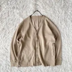 無印良品　Ｖネックコットン混カーディガン（XL）ベージュ系　シンプル
