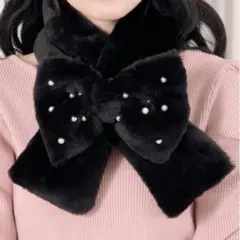 Pal elfy パール付きファーティペット ブラック