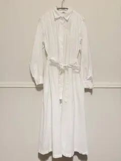 UNIQLO ホワイト シャツワンピース 長袖 ベルト付き