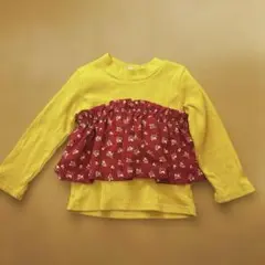 イエロー 赤花柄 長袖カットソー 95