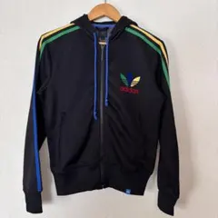 adidas フード付きジャージ XS ブラック　トラックジャケット