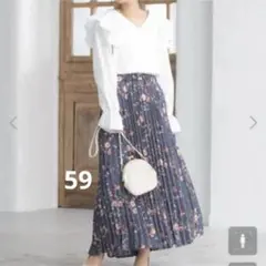 再入荷　fifth フラワープリントウエストギャザーロングスカート