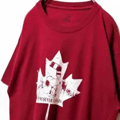ピーナッツカナダバンクーバースヌーピー ロゴ Tシャツえんじ色レッド赤L古着のサムネイル