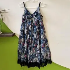 PEACH JOHN 花柄キャミソールドレス M/L レーストリム ネイビーのサムネイル