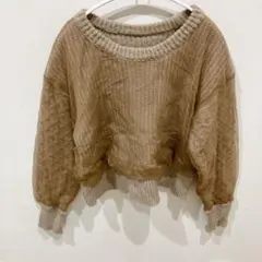 レア✨️ベージュ ニット 【S】おしゃれ ニット トップス セーター 丈短め