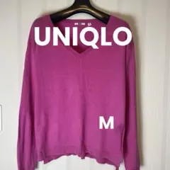 UNIQLO春色レディース Vネック 長袖ニット　M 22