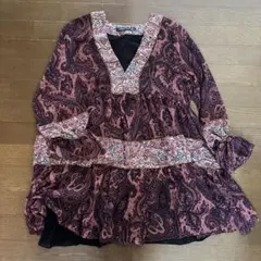 ZARA WOMAN ペイズリー柄長袖チュニック Mのサムネイル