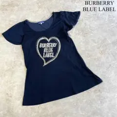 BURBERRY BLUE LABEL プリント 袖フリル ロング 半袖Tシャツ