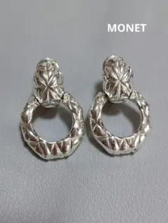 o51 MONET シルバー装飾 フープ リング イヤリング