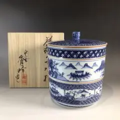 染付　水指　瓢形　祥瑞写　景雲共箱 0201081819_679d5a3bf3e2a.jpg